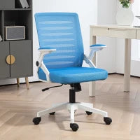 Sedia Ergonomica Girevole ad Altezza Regolabile con Braccioli, 54x54x89-99 cm, Bianca e Azzurra