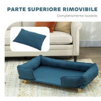 Divano Lettino per Cani Grandi fino 30 kg da Interno con Cuscino Rimovibile, 96x66x24 cm, Blu