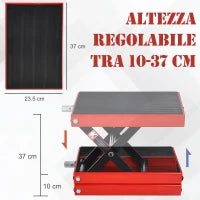 DURHAND Cavalletto Alzamoto, Sollevatore per Moto in Acciaio Rosso e Nero, Pieghevole e Antiscivolo 41.5 x 23.5 x 10-37cm