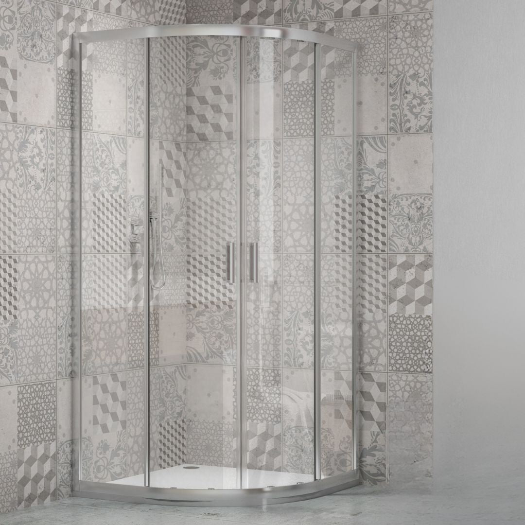 Ogomondo box doccia semicircolare con ante scorrevoli cristallo temprato 4 millimetri trasparente *** misure 90x90x19...