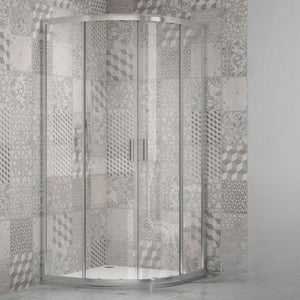 Ogomondo box doccia semicircolare con ante scorrevoli cristallo temprato 4 millimetri trasparente *** misure 90x90x19...