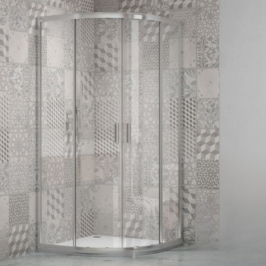 Ogomondo box doccia semicircolare con ante scorrevoli cristallo temprato 4 millimetri trasparente *** misure 90x90x19...