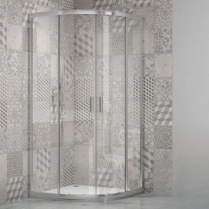 Ogomondo box doccia semicircolare con ante scorrevoli cristallo temprato 4 millimetri trasparente *** misure 90x90x19...