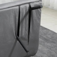 Divano Letto 3 in 1 in Tessuto Effetto Velluto con Schienale Regolabile e 2 Cuscini, 102x73x81 cm, Grigio Scuro