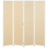 Paravento in Legno, Separatore di Ambienti Pieghevole da 4 Pannelli, 180 x 180 cm, Legno Naturale