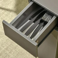 Tavolo Pieghevole da Pranzo in Truciolato con 2 Cassetti, 1 Armadietto, max. 6 Persone, 140x76x76 cm