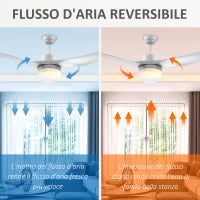 Ventilatore da Soffitto con Luce LED a 3 Modalità con Telecomando, 6 Velocità, Φ132x40cm