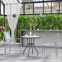 Set 2 Sedie da Giardino Impilabili con Seduta Traspirante, in Acciaio e Textilene, 56x58x89 cm, Grigio Chiaro