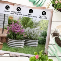 Set di 2 Letti per Orto Rialzati in Acciaio Galvanizzato con Fondo Aperto, Ø60x30cm, Argento