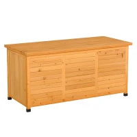 Gartenbox, Kissenbox, Cassapanca, Scatola di stoccaggio, baule da giardino, resistente alle intemperie, legno massiccio, 127 x 56 x 60 cm Giallo