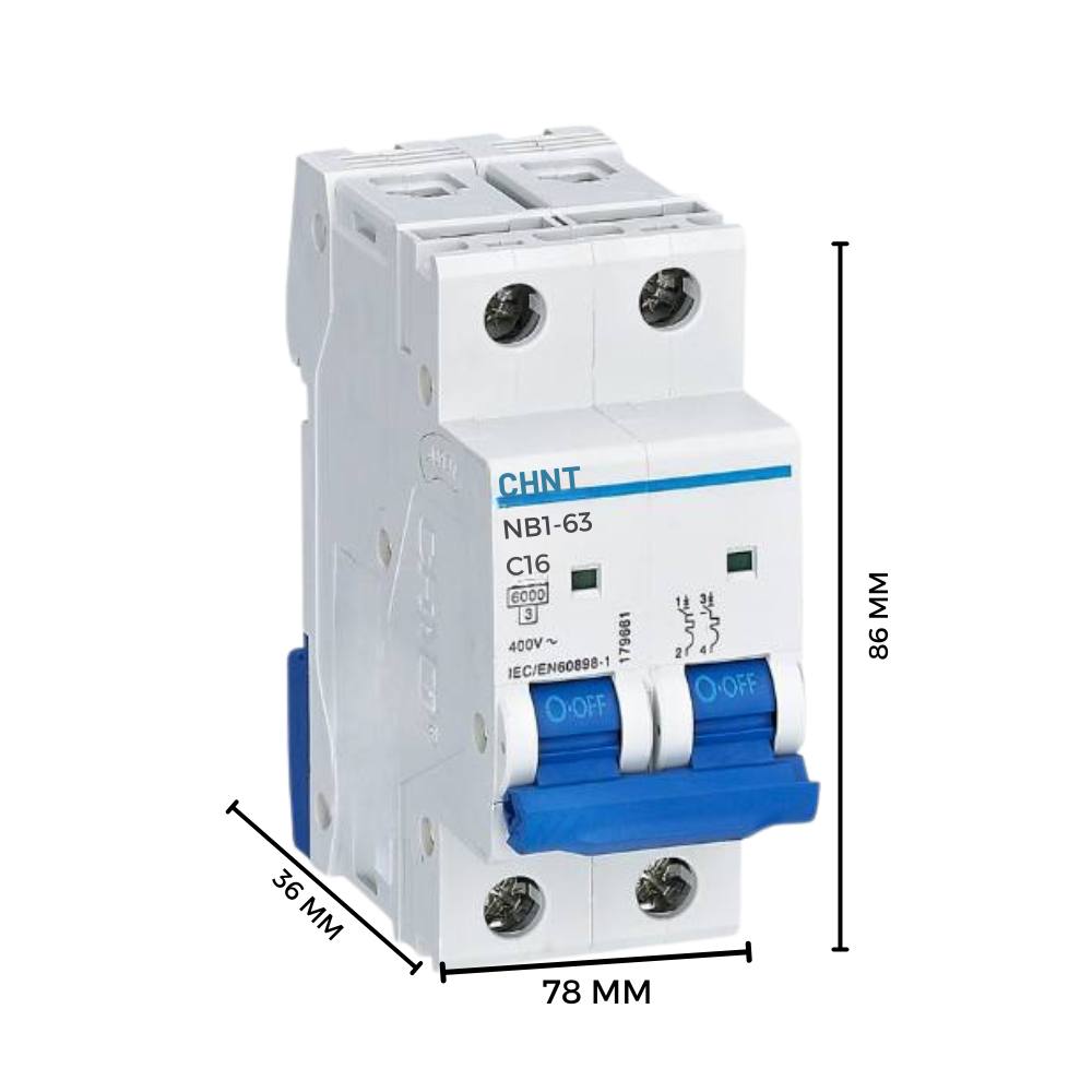 Chint nb1-63 interruttore magnetotermico 2 poli modulabile per impianti civili *** ampere 16 ampere, confezione 1