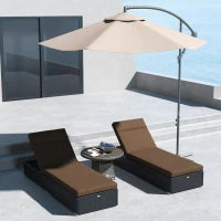 Set di 2 Materassi per Sedia a Sdraio Lettino da Sole con Fasce di Fissaggio per Giardino, 196 L x 55 L cm, Marrone