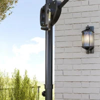 Ombrellone a Braccio 2.5x2.5 m con Base Riempibile, Manovella e Testa Inclinabile, Grigio Scuro