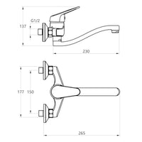 Miscelatore a muro milano plus in ottone lavello cucina con erogazione orientabile *** confezione 1