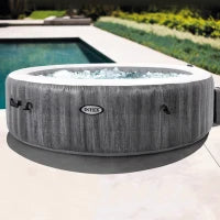 28442EX - Pure Spa Greywood Deluxe 216X71Cm 6 Posti Con Pompa, Riscaldatore, Sistema Purificazione Acqua, 2 Poggia Testa, Luce Led Multi Color