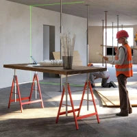 Set 2 Cavalletti da Lavoro Telescopici 80-130 cm Pieghevoli, in Acciaio Q195, 68x58x80 cm, Rosso e Argento