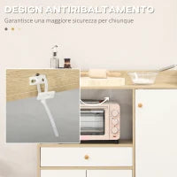 Mobile Cucina per Microonde con 2 Armadietti e Cassetto, 90x30x94cm, in MDF