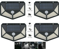 4pcs Lampada luce faretto faro esterno energia solare 100 LED sensore movimento
