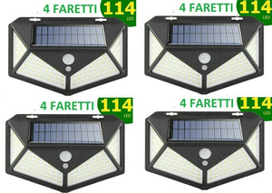 4pcs Lampada luce faretto faro esterno energia solare 114 LED sensore movimento
