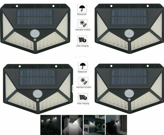 4pcs Lampada luce faretto faro esterno energia solare 114 LED sensore movimento