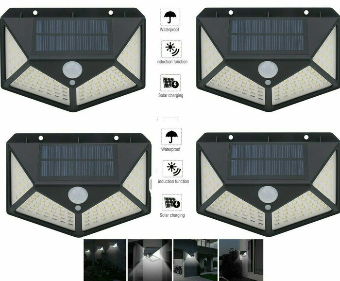 4pcs Lampada luce faretto faro esterno energia solare 114 LED sensore movimento