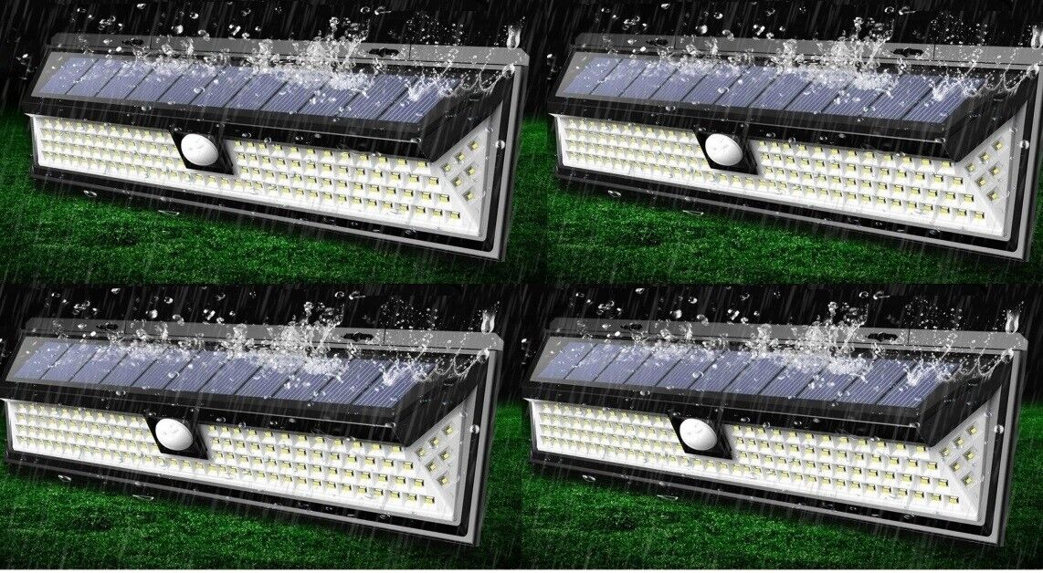 4pcs Lampada luce faretto faro esterno energia solare 190LED sensore movimento