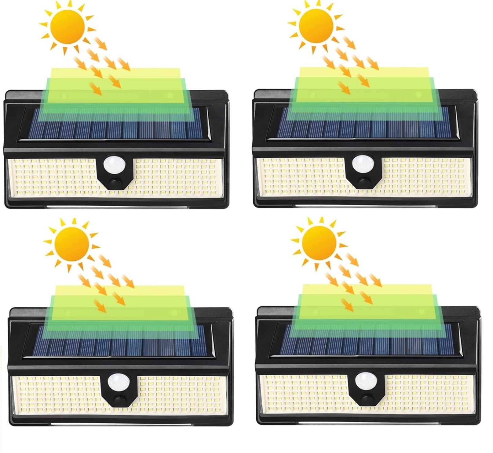 4pcs Lampada luce faretto faro esterno energia solare 190LED sensore movimento