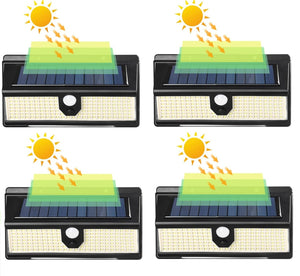 4pcs Lampada luce faretto faro esterno energia solare 190LED sensore movimento