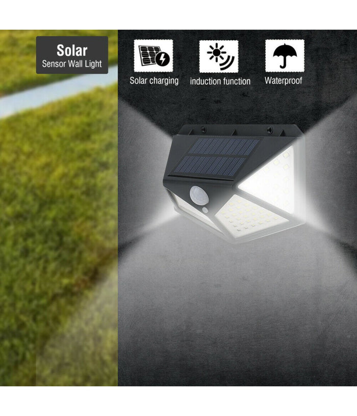 4pcs Lampada Luce Faretto Faro Esterno Energia Solare 100 Led Sensore Movimento         