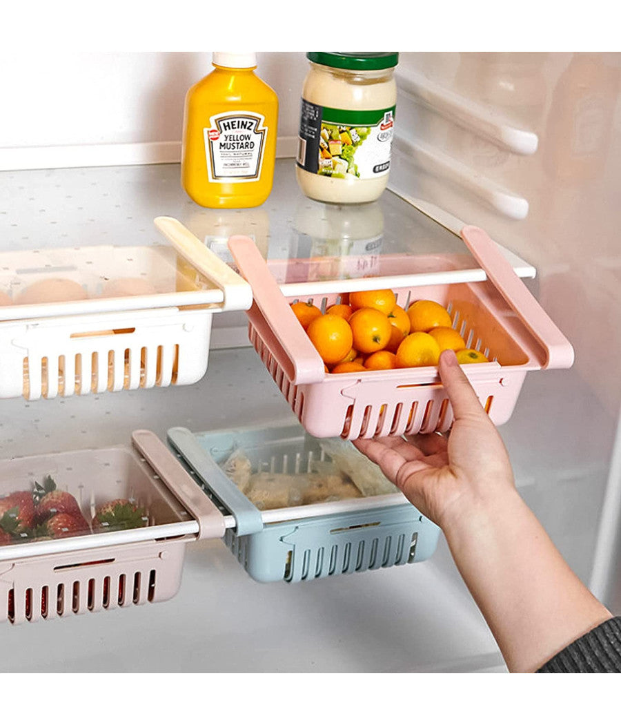 4pz Cassetto A Morsetti Per Frigorifero Facile Da Appendere Cestino Contenitore         