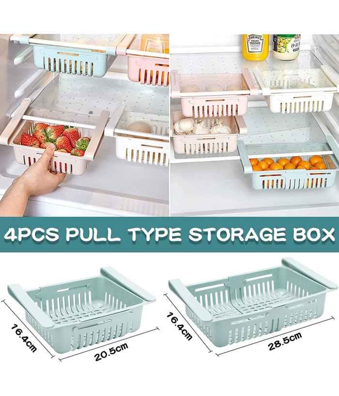 4pz Cassetto A Morsetti Per Frigorifero Facile Da Appendere Cestino Contenitore         