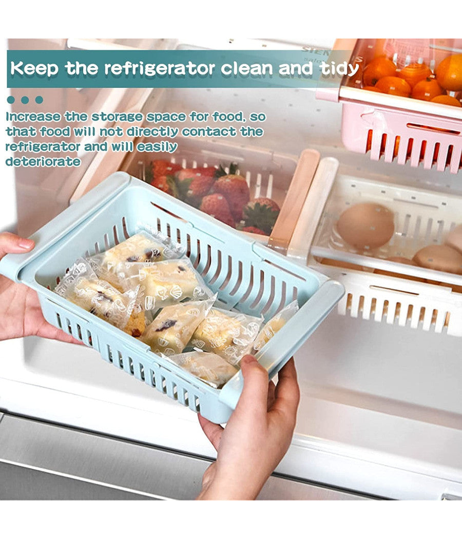 4pz Cassetto A Morsetti Per Frigorifero Facile Da Appendere Cestino Contenitore         