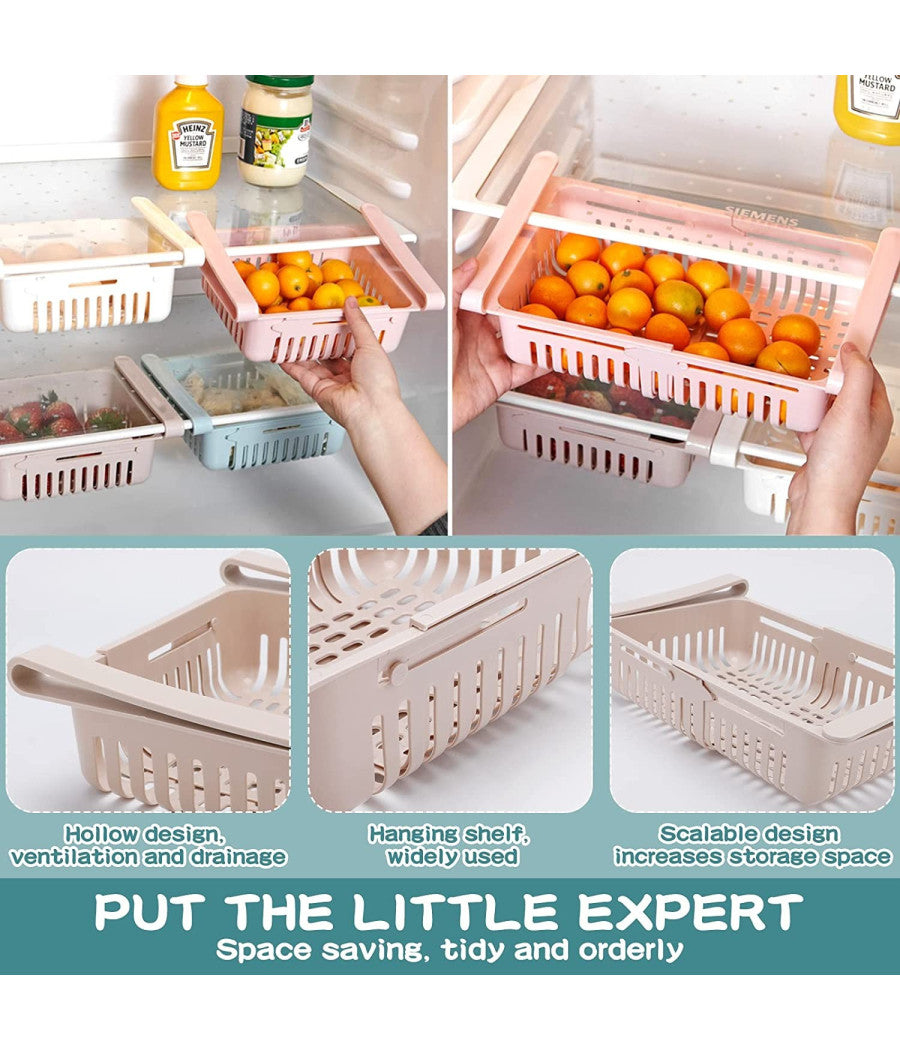 4pz Cassetto A Morsetti Per Frigorifero Facile Da Appendere Cestino Contenitore         
