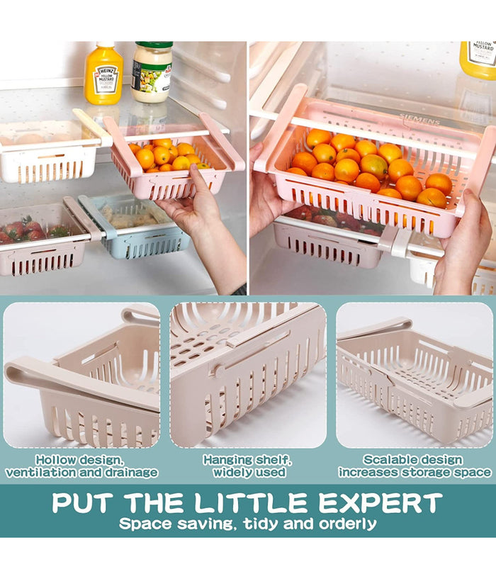 4pz Cassetto A Morsetti Per Frigorifero Facile Da Appendere Cestino Contenitore         