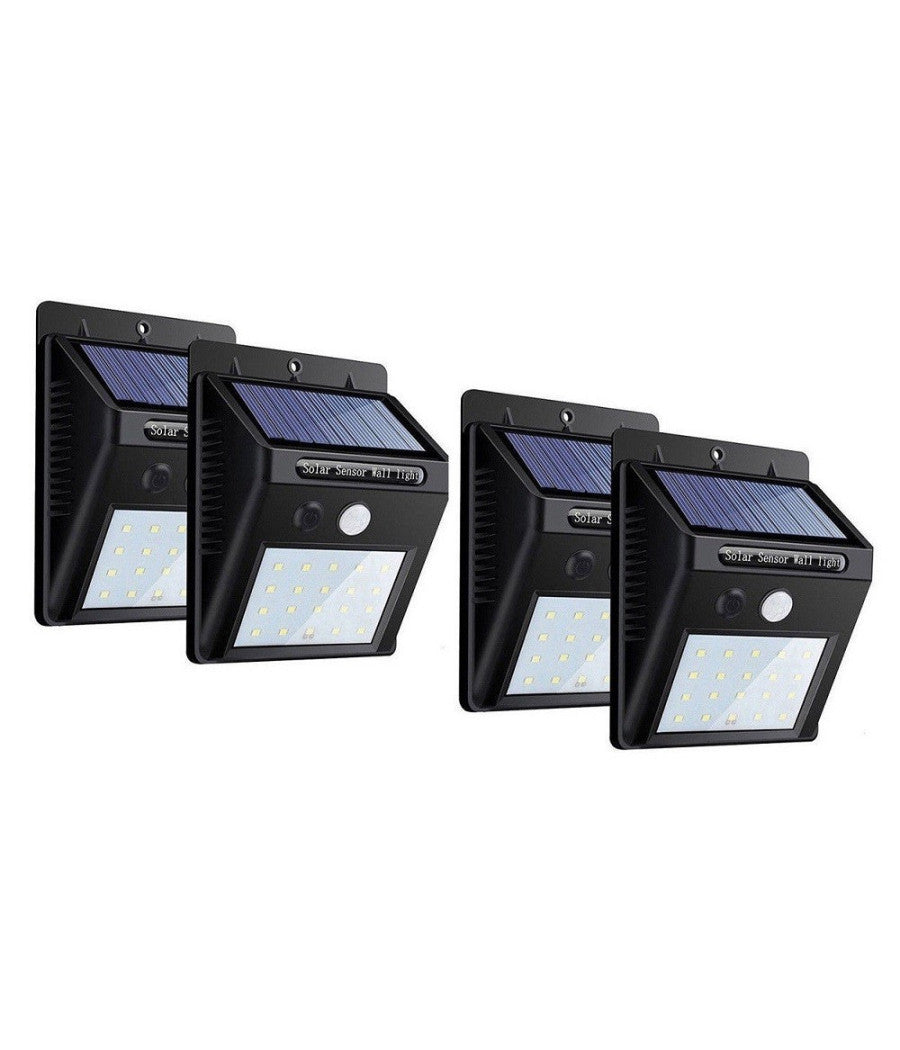 4pz Faretto Led Da Esterno Con Pannello Solare Sensore Movimento Crepuscolare         