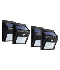 4pz Faretto Led Da Esterno Con Pannello Solare Sensore Movimento Crepuscolare         
