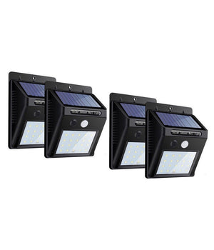 4pz Faretto Led Da Esterno Con Pannello Solare Sensore Movimento Crepuscolare         