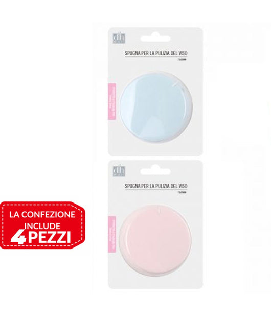 4pz Spugne Detergenti Per Pulizia Viso Make Up Dischetti Struccanti Morbidi 75mm         