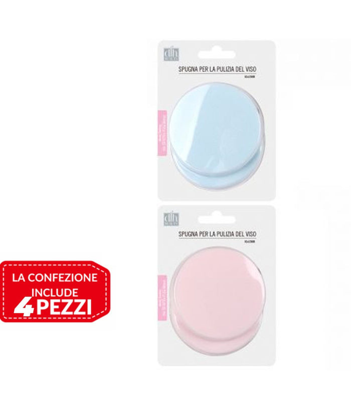 4pz Spugne Detergenti Per Pulizia Viso Make Up Dischetti Struccanti Morbidi 80mm         