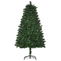 Albero di Natale 150cm Artificiale Pieghevole con Base Rimovibile, 454 Rami, in PVC e Acciaio, Verde