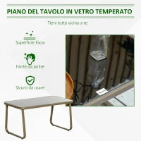 Set da Giardino 4 Pezzi con 2 Sedie, 1 Divanetto e 1 Tavolino da Caffè, Kaki