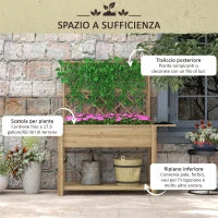 Fioriera con Grigliato e Ripiani Laterali e Inferiore, in Legno di Abete, 140x45x151 cm