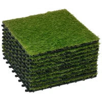 Piastrelle da Giardino con Erba Sintetica 30x30cm 10 Pezzi, Prato Artificiale Densità 6500, Verde