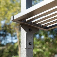 Gazebo da Giardino 2,4 x 1,5 m, Gazebo per Barbecue con 2 Ripiani, Tetto per Barbecue, in Alluminio e Metallo, Tetto in Policarbonato, Nero