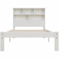 Letto Singolo con Cassetti e Rete a Doghe, Libreria, Senza Materasso, 90x200 cm, Bianco