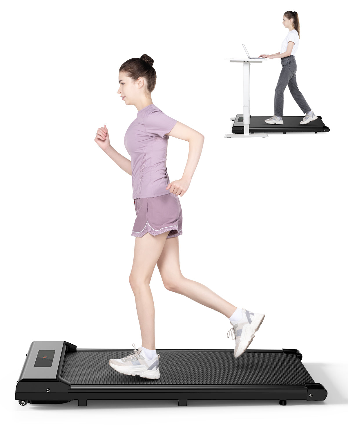 Tapis Roulant Elettrico 10 km/h - RATTANTREE - Walking Pad,Tappeto Corsa Extra Large 42CM, con telecomando e display LCD,Telaio rinforzato - Nero