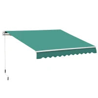 Tenda da Sole Avvolgibile a Caduta con Manovella, in Alluminio e Poliestere, 3x2.5m, Verde Scuro