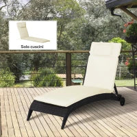 Cuscino Per Sdraio Lettino Prendisole Da Giardino 198x53x5cm Bianco Crema