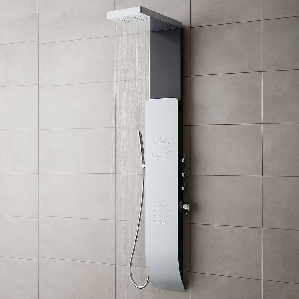 Colonna doccia tec alluminio bianco nero getti idro arredamento h150xl22 *** confezione 1