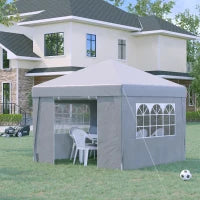 Gazebo Pieghevole 3x3 m con Altezza Regolabile, con Design Pop Up e Finestre, Bianco